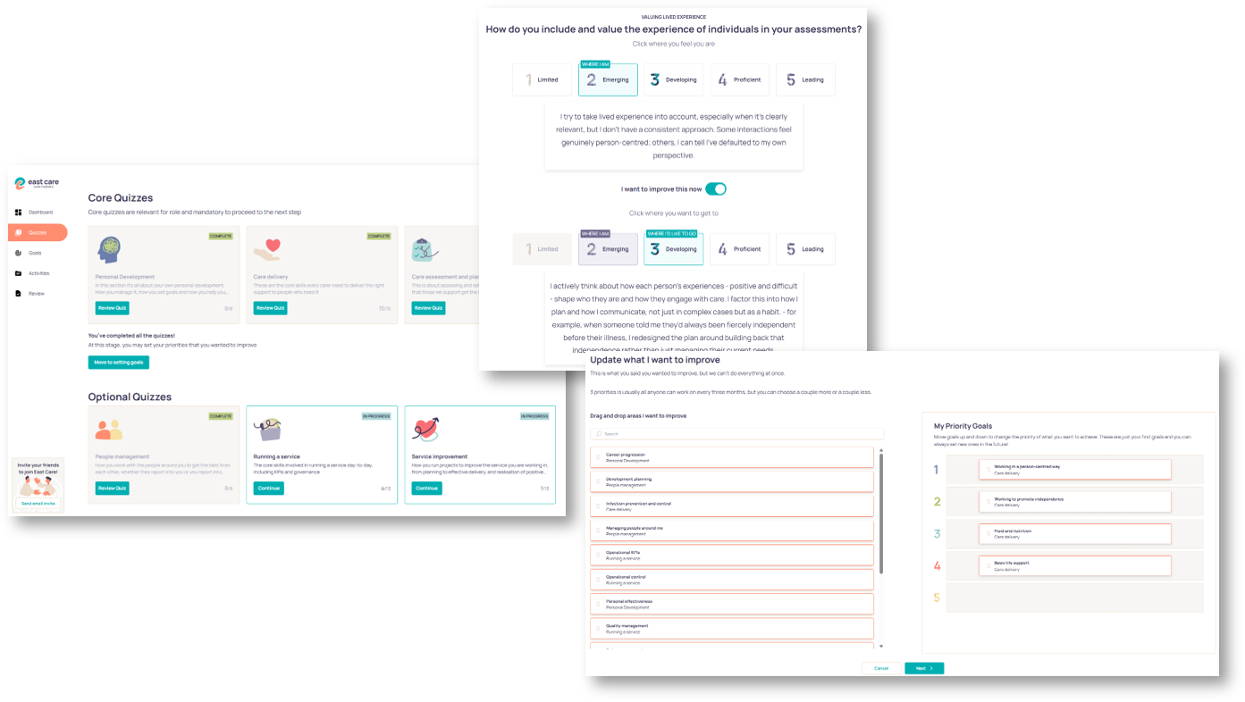 Guided self-assessment screens